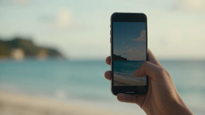 Smartphone contra fondo difuso caribeño