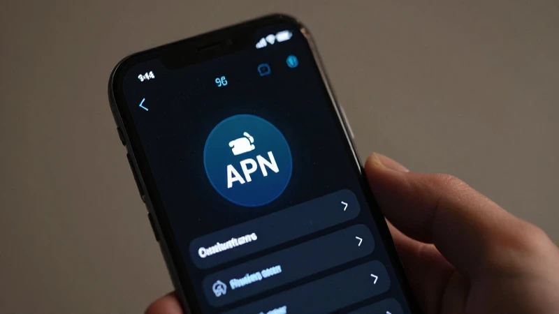 Teléfono muestra ajustes con icono APN brillante
