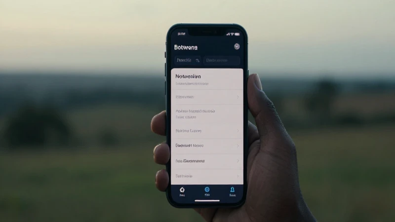 Smartphone muestra ajustes con paisaje botswano borroso