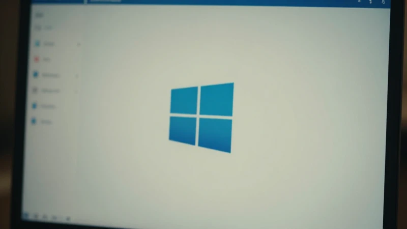 Escena cinematográfica con escritorio Windows difuso