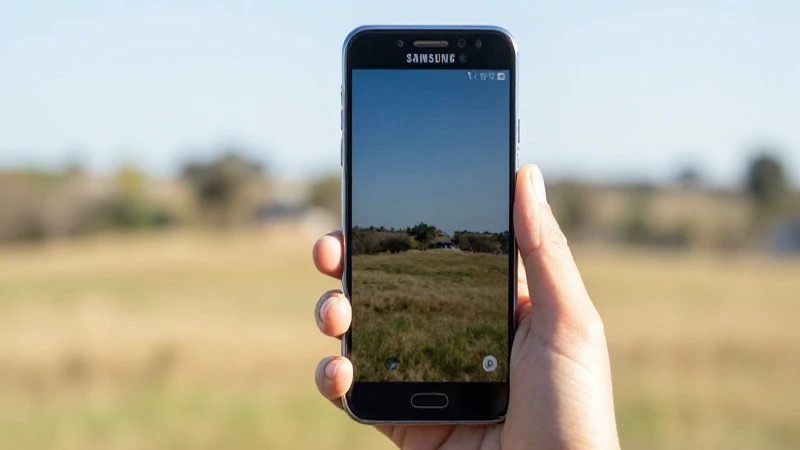 Teléfono Samsung con paisaje botswánico brillante