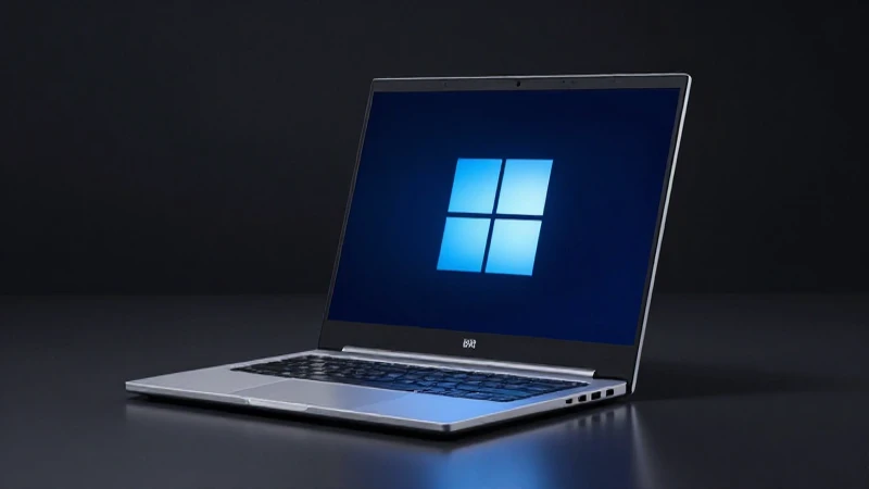 Laptop Windows con iluminación cinematográfica y red Algar