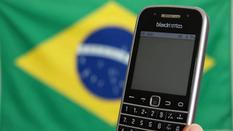 Primer plano difuminado de un Blackberry brasileño