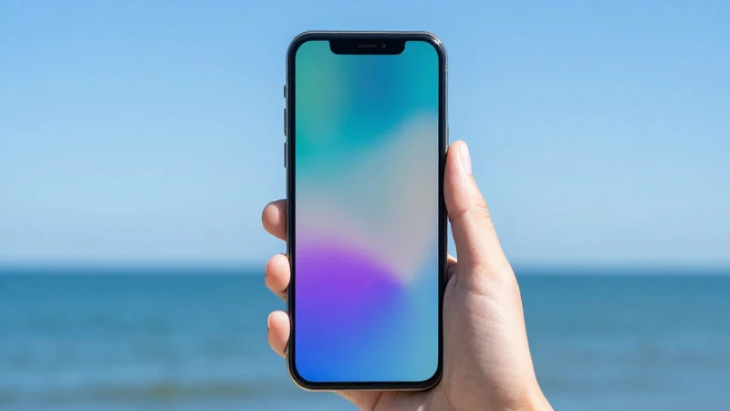 Smartphone iOS con fondo marino vibrante