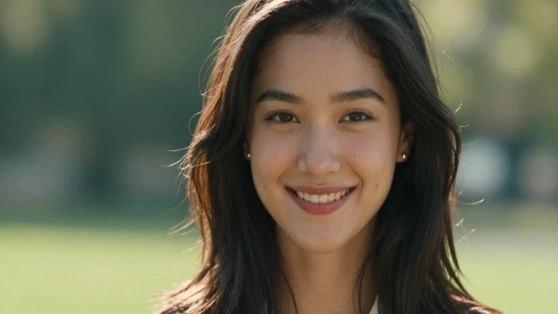 Joven sonriente al sol, cálido y cinematográfico
