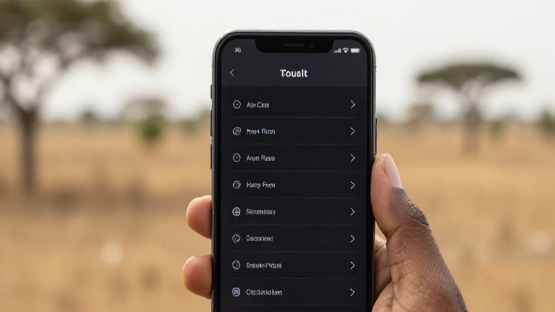 Configuración del móvil sobre paisaje africano borroso