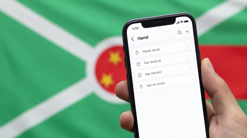 Smartphone muestra ajustes, con bandera de Burundi