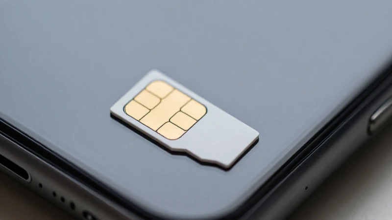 Primer plano luminoso del móvil con SIM
