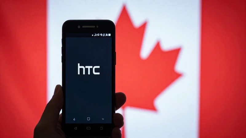 Teléfono HTC con fondo de bandera canadiense