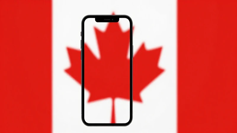 Un iPhone con fondo de bandera canadiense