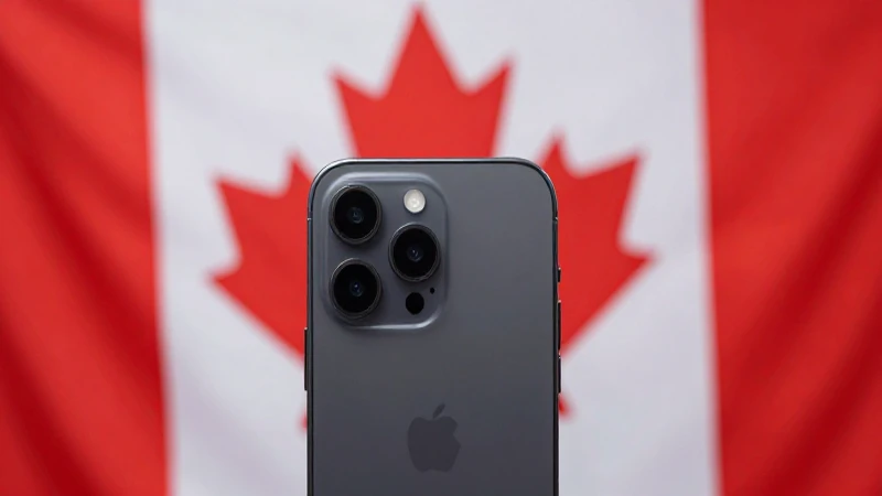 Smartphone moderno sobre fondo canadiense, limpio
