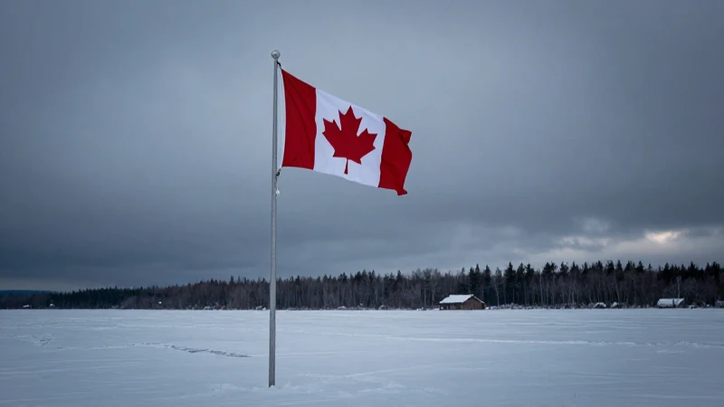 Bandera canadiense bajo nieve, luz cinematográfica