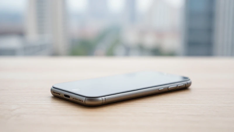 Un iPhone sobre madera, fondo borroso