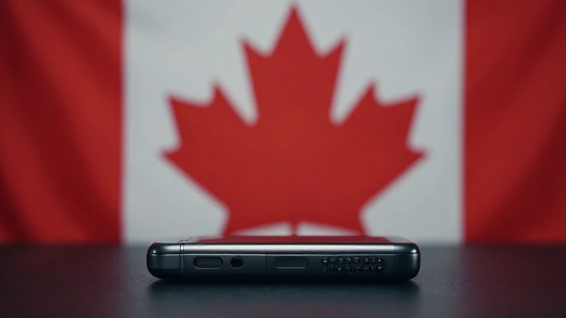 BlackBerry sobre fondo canadiense, iluminación suave