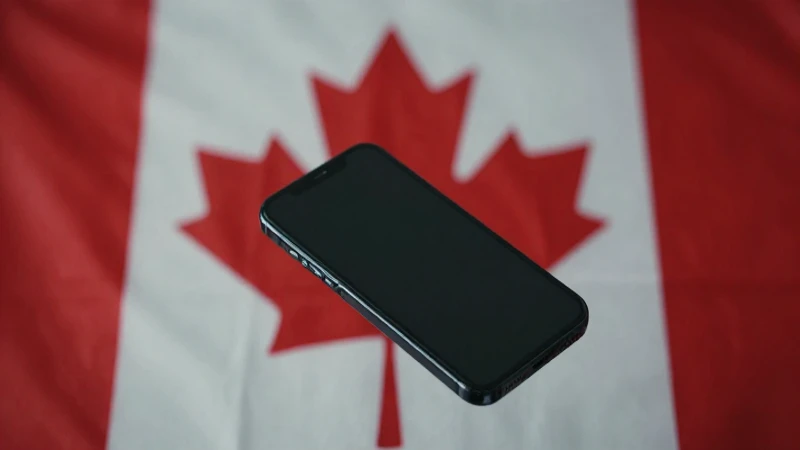Teléfono Android con fondo de bandera canadiense