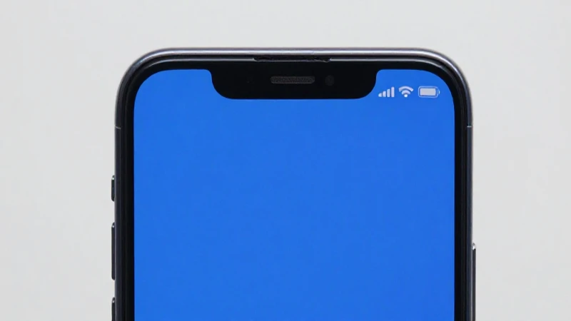 Teléfono Android azul sobre fondo limpio