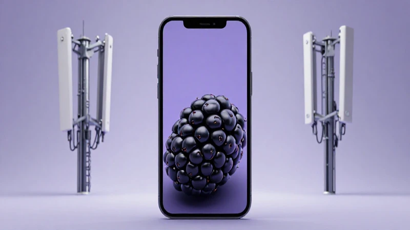 Teléfono Blackberry con torres de celulares