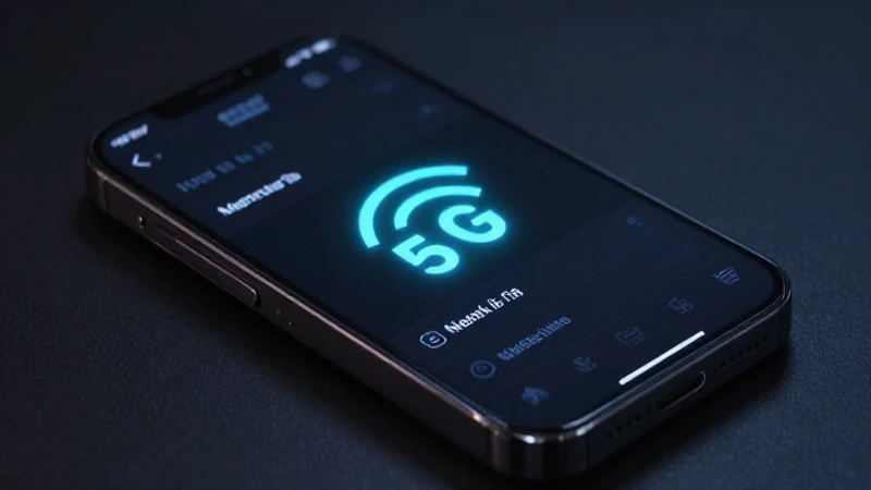 Smartphone muestra 5G con iluminación futurista