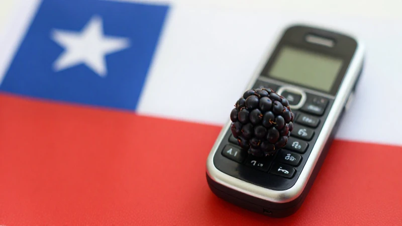Teléfono Blackberry con sutil bandera chilena