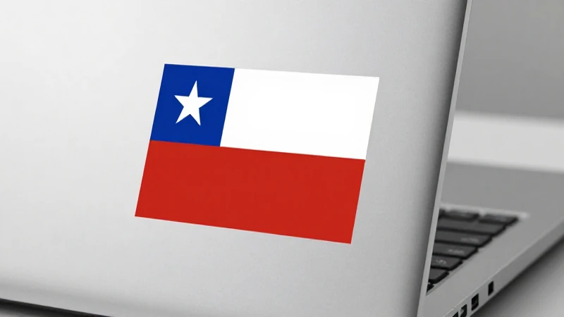 Laptop con bandera chilena bajo luz suave