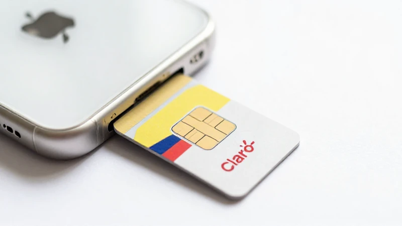 Primer plano de iPhone con SIM de Claro