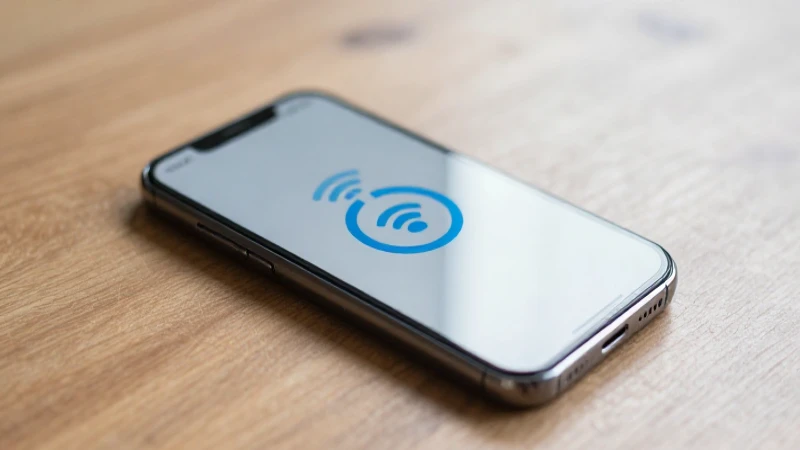 Smartphone con señal sobre mesa de madera