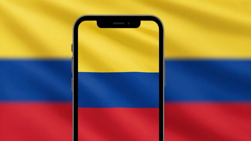 Primer plano de iPhone con bandera colombiana