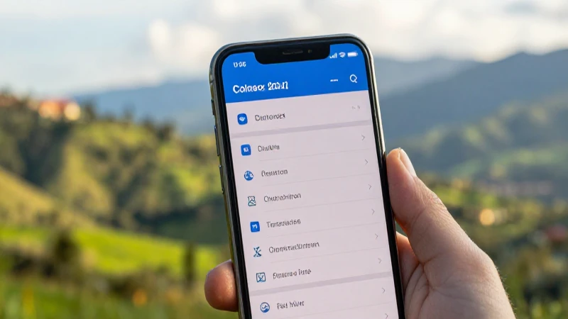 Pantalla del móvil con paisaje colombiano
