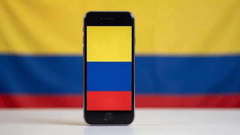 iPhone con fondo de bandera colombiana