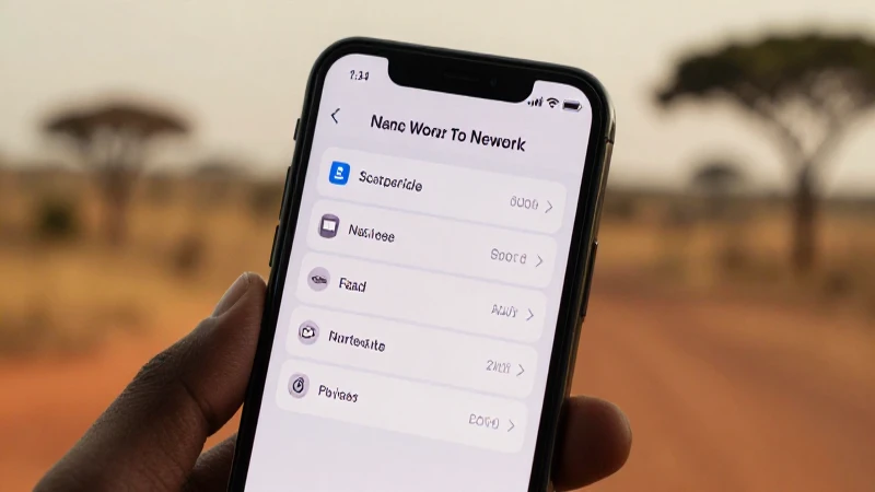 Smartphone muestra configuración con paisaje africano