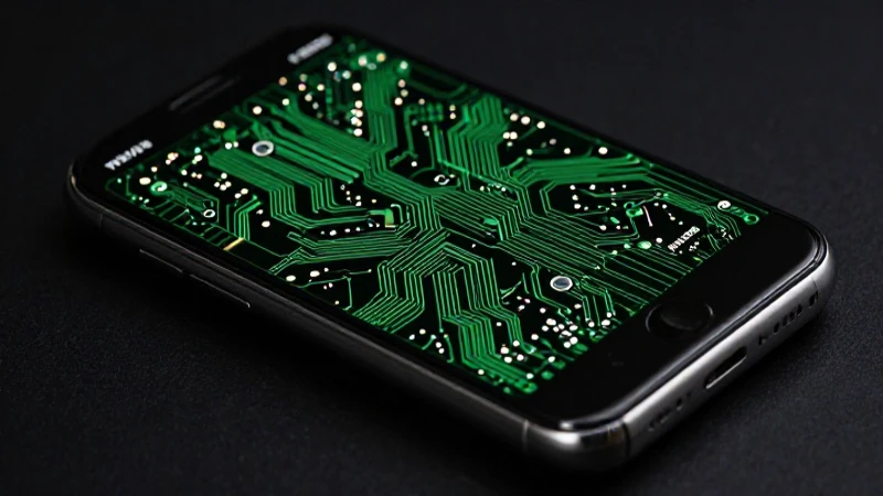 Smartphone Android con circuito detallado