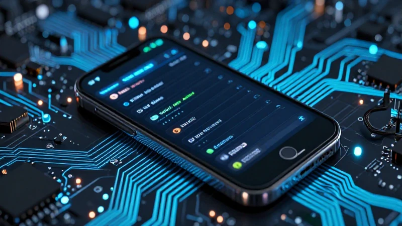 Teléfono inteligente con circuitos iluminados y enfoque nítido