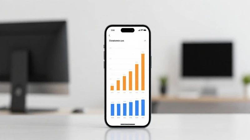 Pantalla iPhone muestra gráficos en oficina moderna
