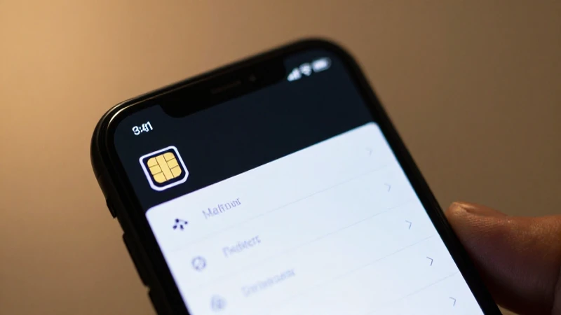Teléfono muestra configuración con icono SIM brillante