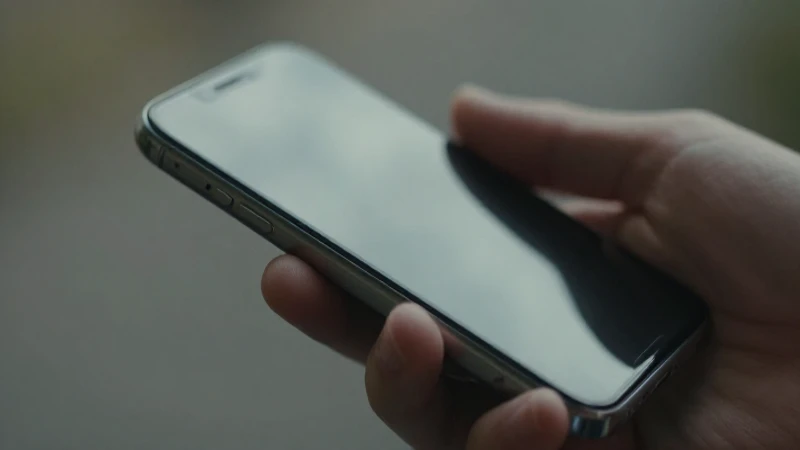 Mano sosteniendo un iPhone desenfocado suavemente
