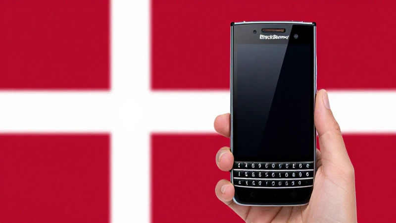 Fotografía limpia de BlackBerry con bandera danesa suave