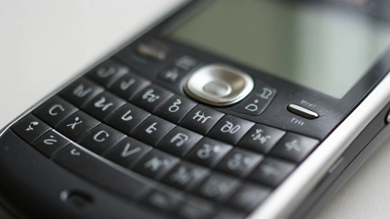 Teléfono Blackberry antiguo con luz suave