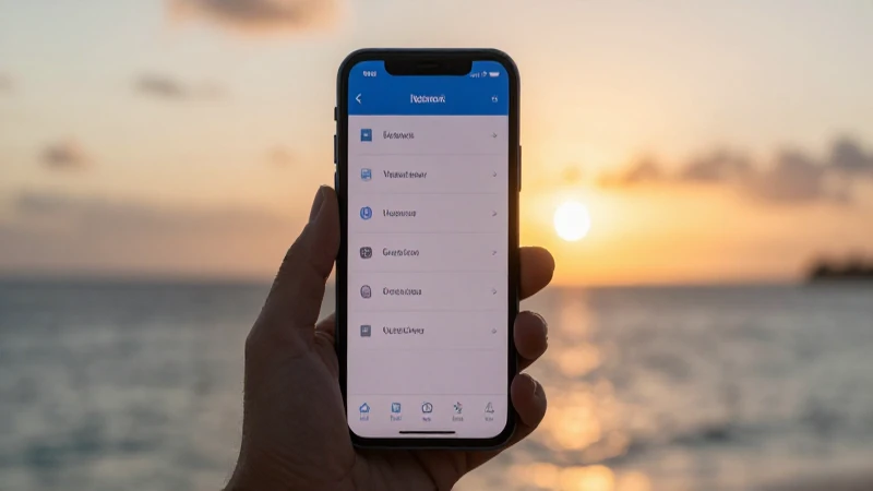 Teléfono muestra ajustes al atardecer caribeño