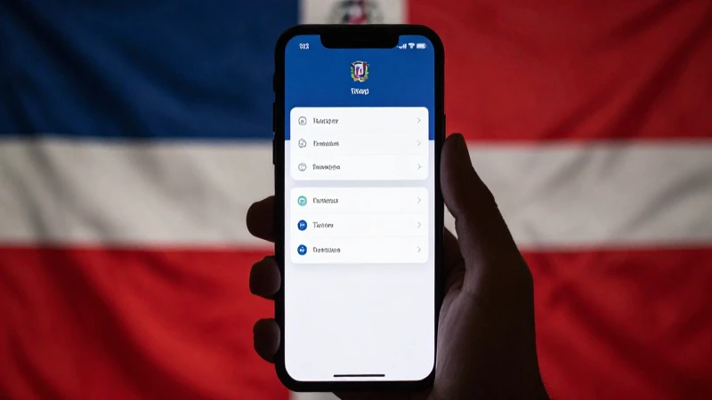 Teléfono inteligente muestra ajustes con bandera dominicana