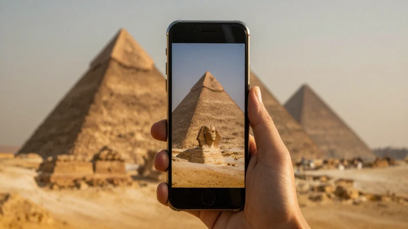 Teléfono Android con Pirámides Egipcias cálidas