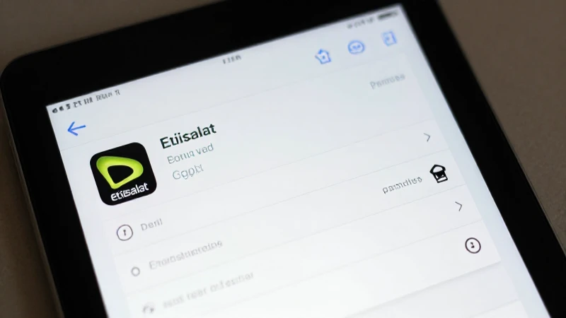 Pantalla iPad muestra ajustes con logo Etisalat