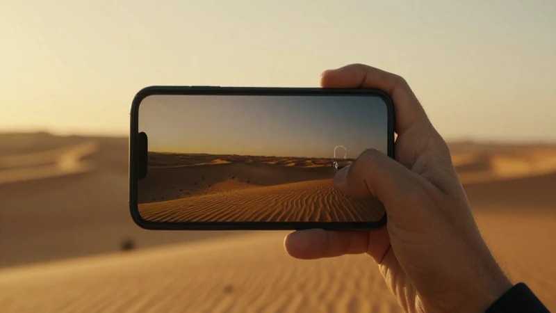 Teléfono Android en paisaje desértico dorado