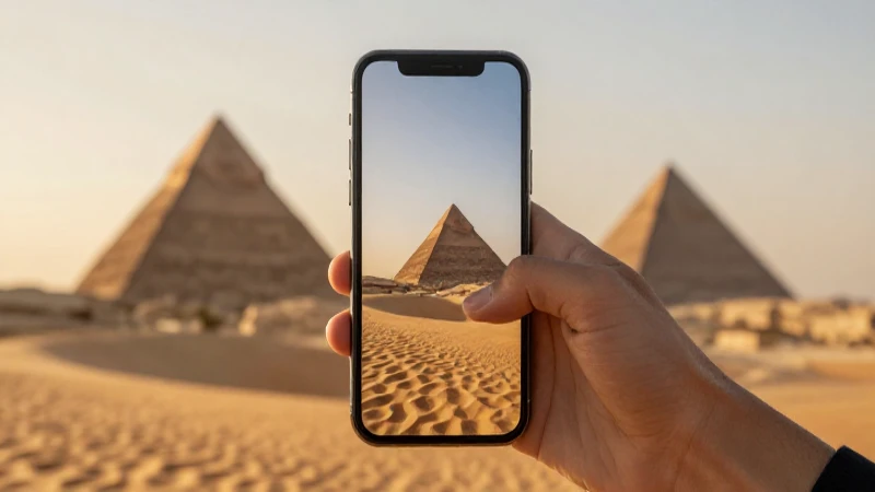Pantalla móvil al atardecer en el desierto