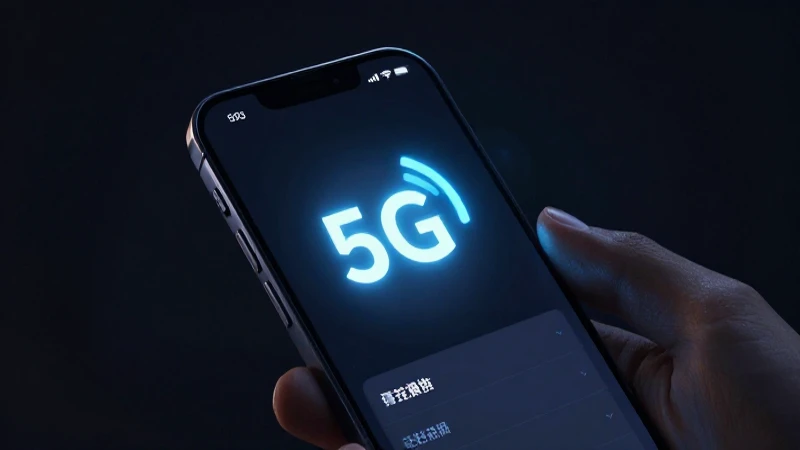 Smartphone muestra 5G con luz dramática
