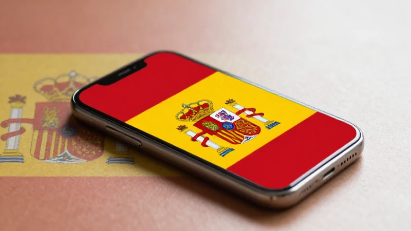 Teléfono iPhone con bandera española, estudio