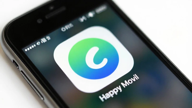 Smartphone iOS con icono de Happy Movil