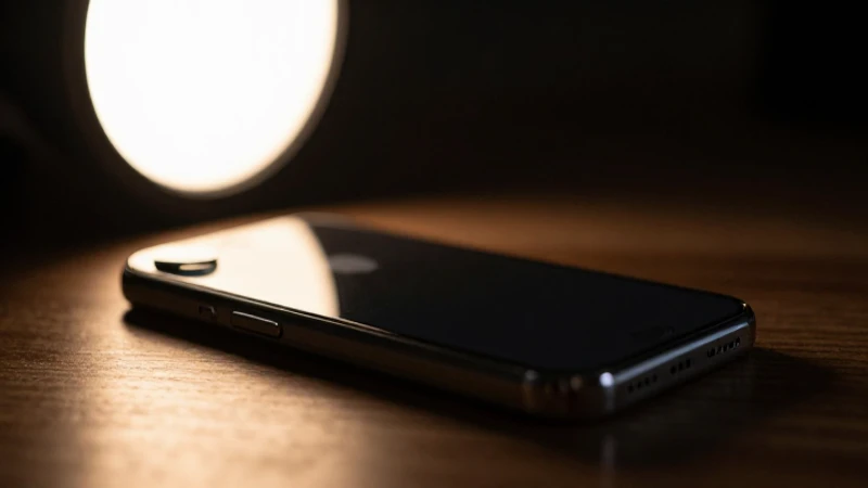 Primer plano cinematográfico del iPhone iluminado cálidamente
