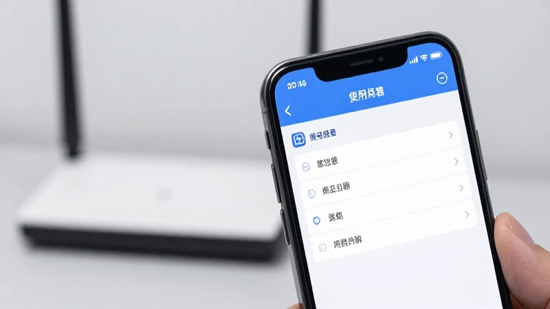 Smartphone muestra ajustes con router difuminado