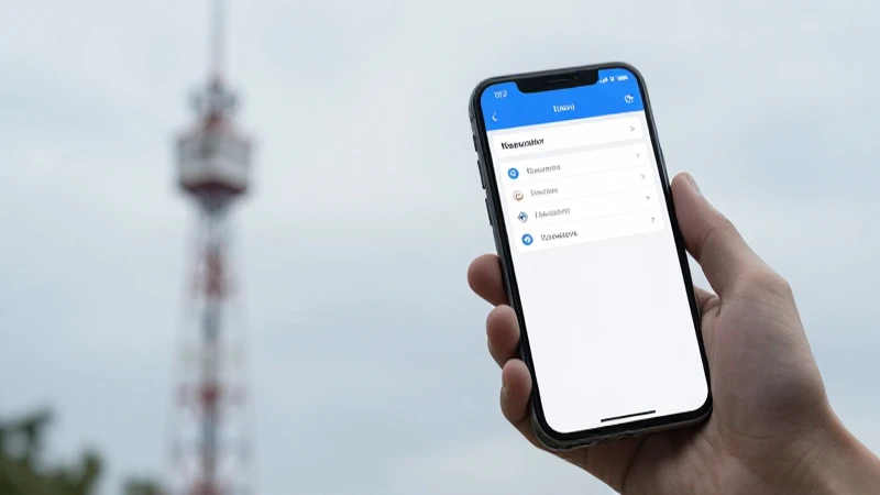 Teléfono conectado, torre celular desenfocada