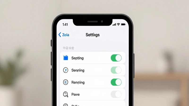 Pantalla de iPhone con menú de ajustes